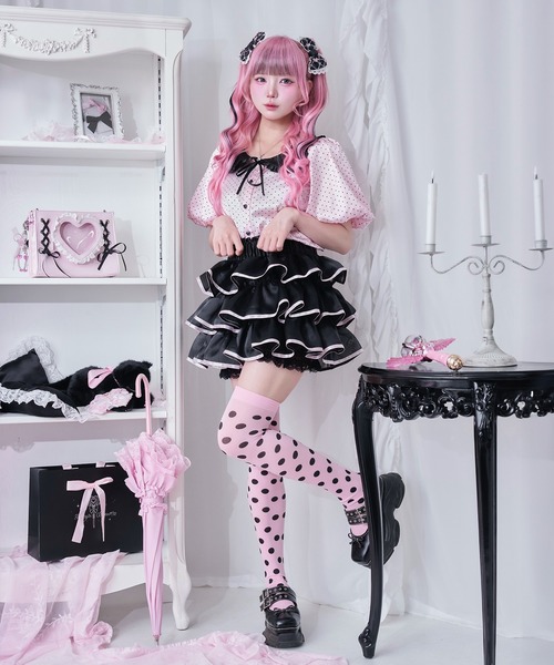 Magia Charm(マギアチャーム)の「オーガンジーフリルショートパンツ(その他パンツ・レディース・ブラック/ホワイト・F)」の11枚目の写真