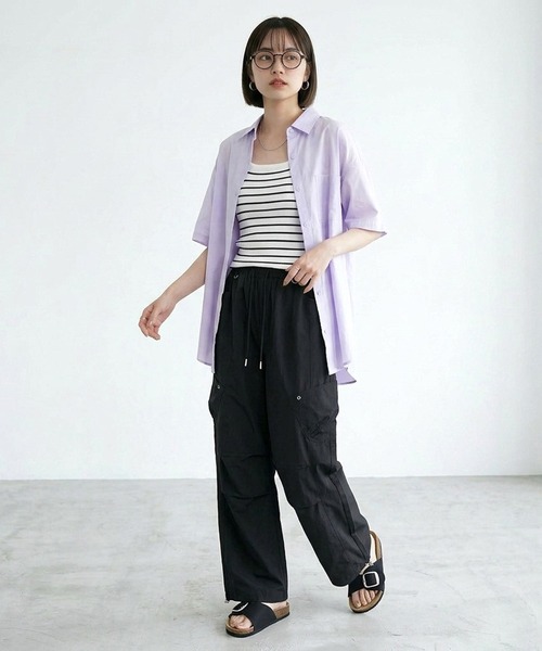 CRB(シーアールビー)の「ナイロン風カーゴパンツ(カーゴパンツ・レディース・チャコール/ベージュ/ブラック・F)」の7枚目の写真