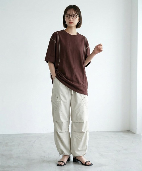 CRB(シーアールビー)の「ナイロン風カーゴパンツ(カーゴパンツ・レディース・チャコール/ベージュ/ブラック・F)」の8枚目の写真