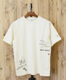 AGED-LOOK S/S NAVY STENCIL T-SHIRT