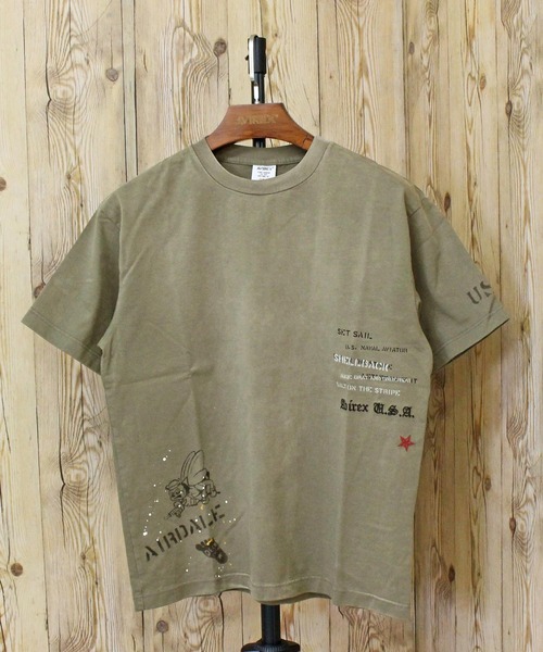 AVIREX（アヴィレックス）の「AGED-LOOK S/S NAVY STENCIL T-SHIRT（Tシャツ/カットソー・メンズ・チャコールグレー/オリーブ/アイボリー・M/XXL/XL/L）」の15枚目の写真