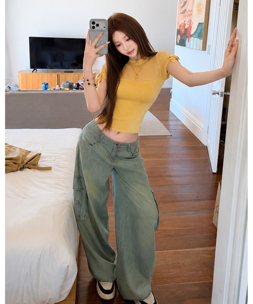 inst.ALL（インストール）の「シアー切替袖リボンコンパクトニット（その他トップス・レディース・ブラック/イエロー/ホワイト・M）」の15枚目の写真