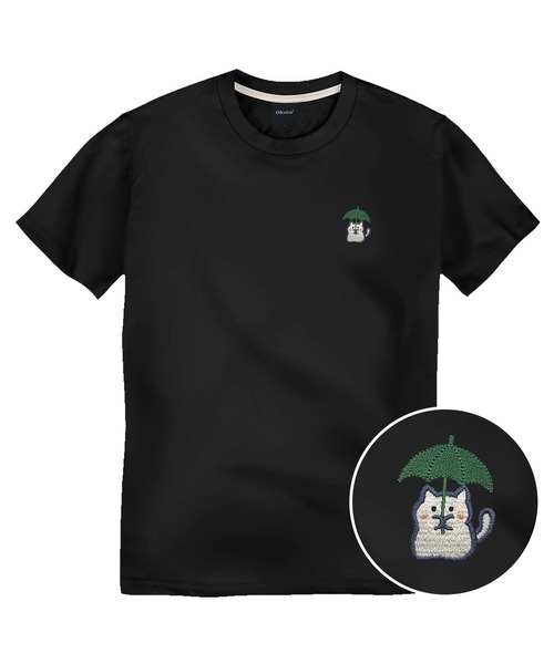 OKSTAR(オクスター)の「ライトコットン30番手レインニャン刺繍半袖Tシャツ(Tシャツ/カットソー・レディース・ホワイト/ブラック・4XL/2XL/LARGE/MEDIUM/SMALL/X-LARGE/3XL)」の1枚目の写真