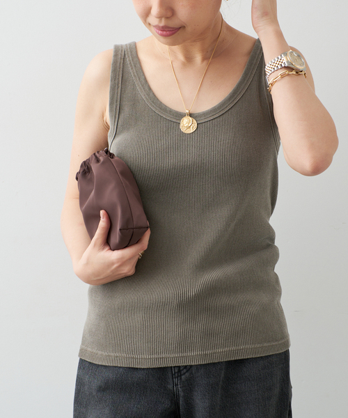 Deuxieme Classe(ドゥーズィエムクラス)の「* Vintage タンクトップ(Tシャツ/カットソー・レディース・ベージュ/ブラック系その他/カーキ/ブラウン・FREE)」の4枚目の写真
