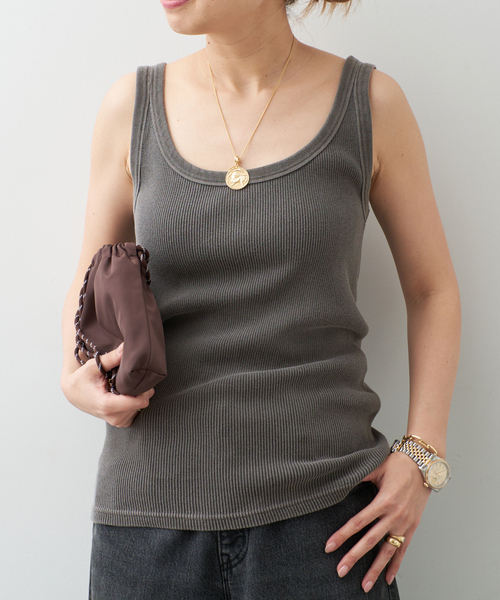 Deuxieme Classe(ドゥーズィエムクラス)の「* Vintage タンクトップ(Tシャツ/カットソー・レディース・ベージュ/ブラック系その他/カーキ/ブラウン・FREE)」の12枚目の写真