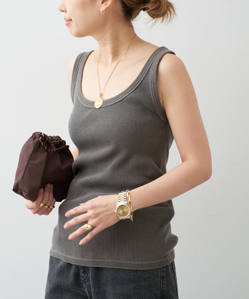 Deuxieme Classe(ドゥーズィエムクラス)の「* Vintage タンクトップ(Tシャツ/カットソー・レディース・ベージュ/ブラック系その他/カーキ/ブラウン・FREE)」の13枚目の写真