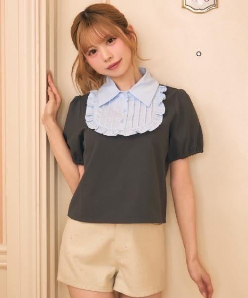 TITTY&CO.（ティティーアンドコー）の「フリルシャツドッキングトップス（シャツ/ブラウス・レディース・グレー/ブラック・FREE）」の19枚目の写真