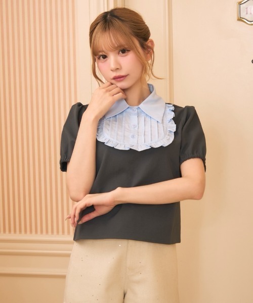 TITTY&CO.（ティティーアンドコー）の「フリルシャツドッキングトップス（シャツ/ブラウス・レディース・グレー/ブラック・FREE）」の21枚目の写真