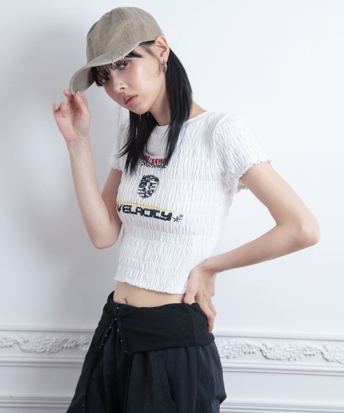 3.3 Field Trip (3.3フィールドトリップ)の「3.3 Field Trip/ギャザーデザインTEE(Tシャツ/カットソー・レディース・ブラック/ホワイト/ネイビー・FREE)」の22枚目の写真