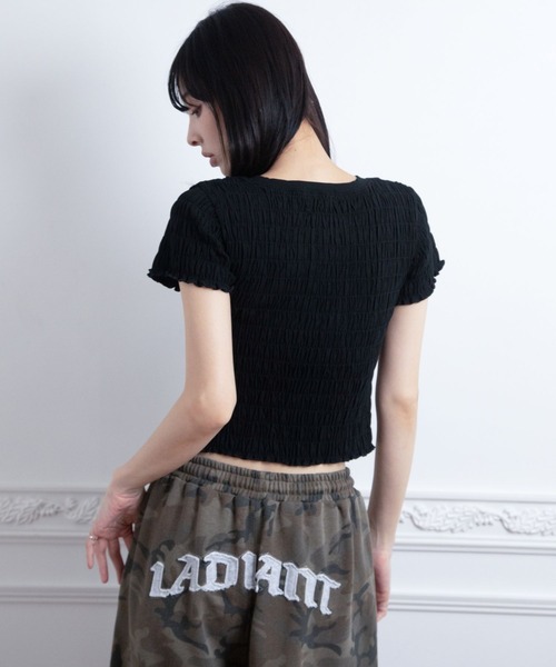 3.3 Field Trip (3.3フィールドトリップ)の「3.3 Field Trip/ギャザーデザインTEE(Tシャツ/カットソー・レディース・ブラック/ホワイト/ネイビー・FREE)」の12枚目の写真