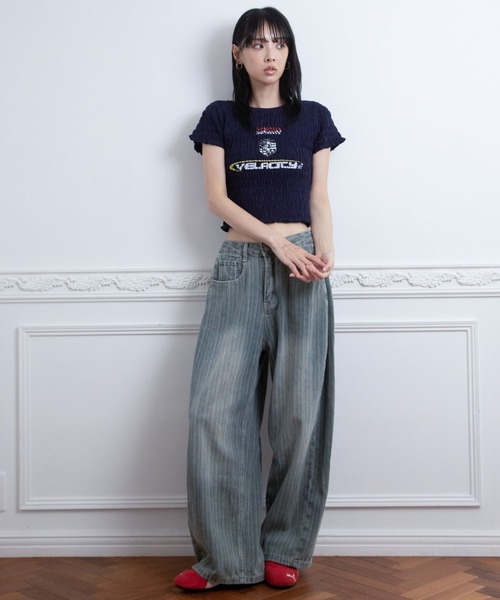 3.3 Field Trip (3.3フィールドトリップ)の「3.3 Field Trip/ギャザーデザインTEE(Tシャツ/カットソー・レディース・ブラック/ホワイト/ネイビー・FREE)」の11枚目の写真