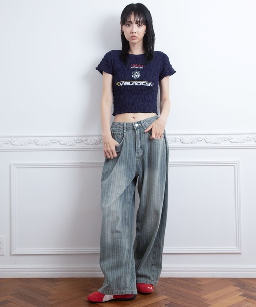 3.3 Field Trip (3.3フィールドトリップ)の「3.3 Field Trip/ギャザーデザインTEE(Tシャツ/カットソー・レディース・ブラック/ホワイト/ネイビー・FREE)」の10枚目の写真