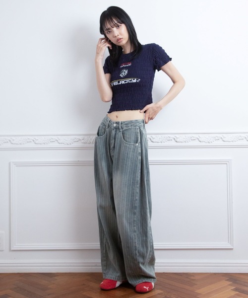 3.3 Field Trip (3.3フィールドトリップ)の「3.3 Field Trip/ギャザーデザインTEE(Tシャツ/カットソー・レディース・ブラック/ホワイト/ネイビー・FREE)」の9枚目の写真