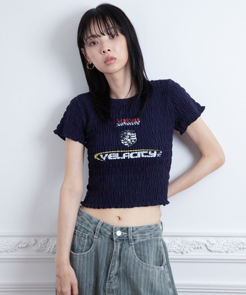 3.3 Field Trip (3.3フィールドトリップ)の「3.3 Field Trip/ギャザーデザインTEE(Tシャツ/カットソー・レディース・ブラック/ホワイト/ネイビー・FREE)」の6枚目の写真