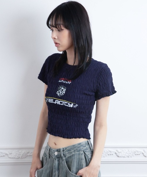3.3 Field Trip (3.3フィールドトリップ)の「3.3 Field Trip/ギャザーデザインTEE(Tシャツ/カットソー・レディース・ブラック/ホワイト/ネイビー・FREE)」の5枚目の写真