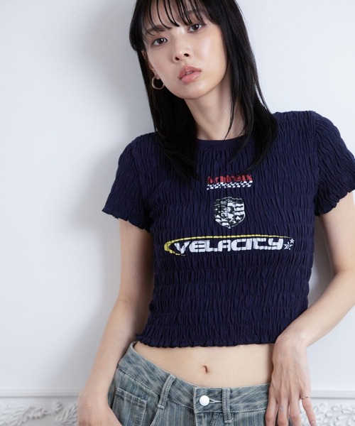 3.3 Field Trip (3.3フィールドトリップ)の「3.3 Field Trip/ギャザーデザインTEE(Tシャツ/カットソー・レディース・ブラック/ホワイト/ネイビー・FREE)」の7枚目の写真