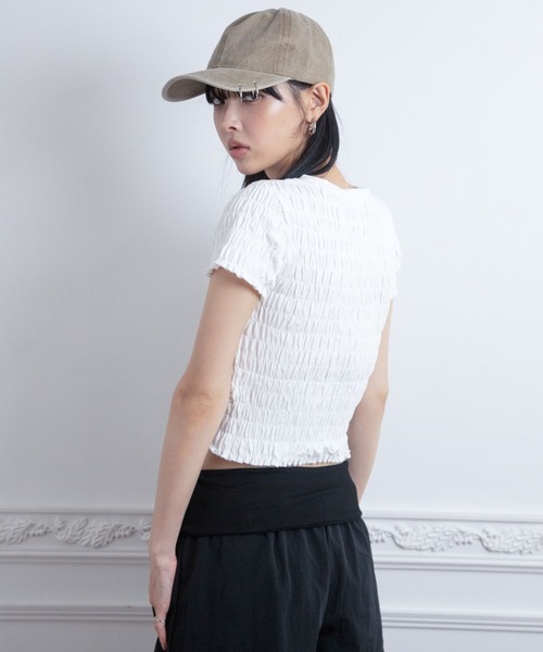 3.3 Field Trip (3.3フィールドトリップ)の「3.3 Field Trip/ギャザーデザインTEE(Tシャツ/カットソー・レディース・ブラック/ホワイト/ネイビー・FREE)」の19枚目の写真
