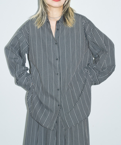 CITYSHOP(シティーショップ)の「BELT CUFFS OVER シャツ(シャツ/ブラウス・レディース・ブラック/ブラウン系その他・FREE)」の3枚目の写真