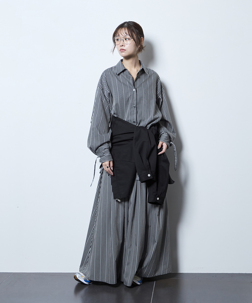CITYSHOP(シティーショップ)の「BELT CUFFS OVER シャツ(シャツ/ブラウス・レディース・ブラック/ブラウン系その他・FREE)」の6枚目の写真