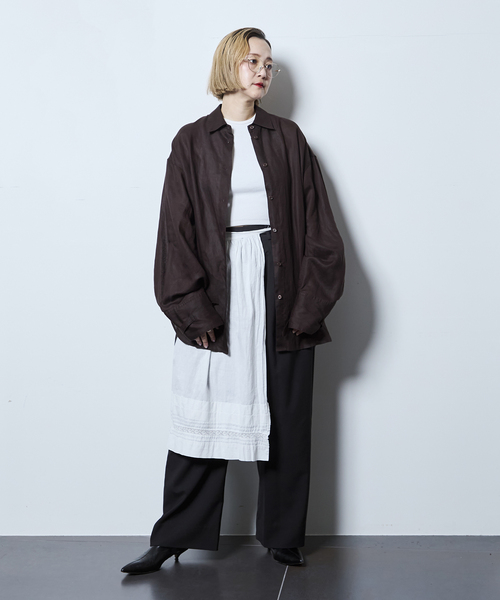 CITYSHOP(シティーショップ)の「BELT CUFFS OVER シャツ(シャツ/ブラウス・レディース・ブラック/ブラウン系その他・FREE)」の7枚目の写真