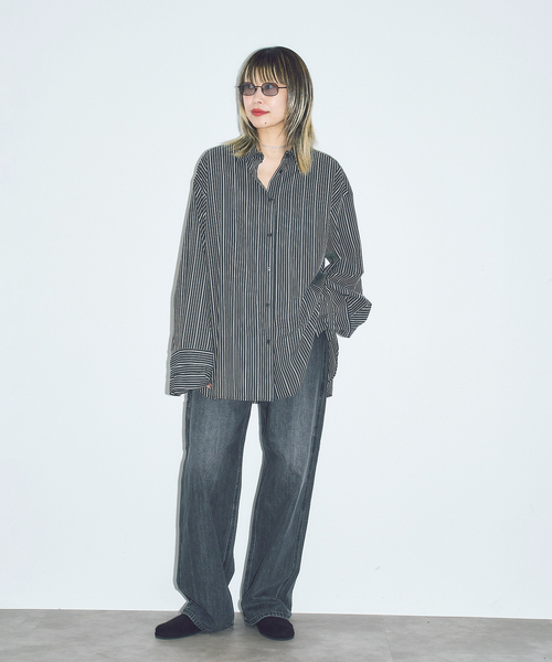 CITYSHOP(シティーショップ)の「BELT CUFFS OVER シャツ(シャツ/ブラウス・レディース・ブラック/ブラウン系その他・FREE)」の10枚目の写真