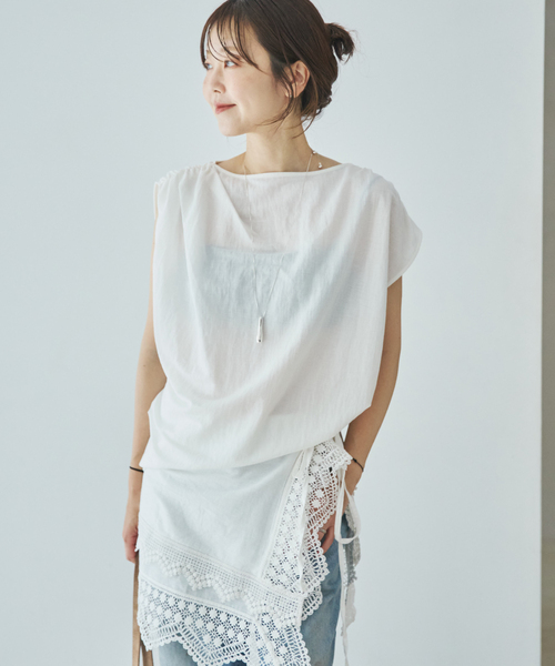 plage（プラージュ）の「Sleeveless gather TEE（Tシャツ/カットソー・レディース・ホワイト/ブラウン/ブラック・FREE）」の2枚目の写真