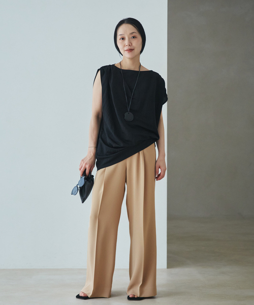 plage（プラージュ）の「Sleeveless gather TEE（Tシャツ/カットソー・レディース・ホワイト/ブラウン/ブラック・FREE）」の4枚目の写真