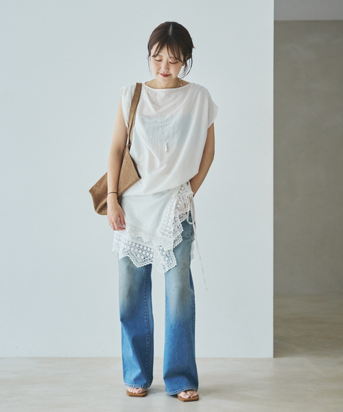 plage（プラージュ）の「Sleeveless gather TEE（Tシャツ/カットソー・レディース・ホワイト/ブラウン/ブラック・FREE）」の5枚目の写真