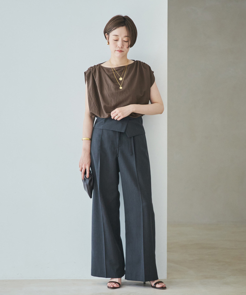 plage（プラージュ）の「Sleeveless gather TEE（Tシャツ/カットソー・レディース・ホワイト/ブラウン/ブラック・FREE）」の6枚目の写真