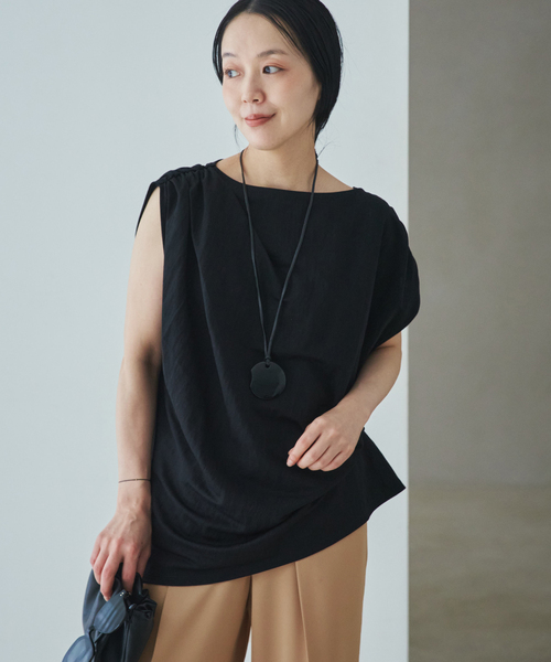 plage（プラージュ）の「Sleeveless gather TEE（Tシャツ/カットソー・レディース・ホワイト/ブラウン/ブラック・FREE）」の10枚目の写真
