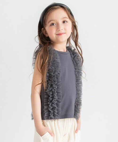 BRANSHES(ブランシェス)の「【プチレディ】ボリュームフリルタンクトップ(タンクトップ・キッズ・ラベンダー/チャコールグレー・90/120/140/110/100/150/130)」の2枚目の写真
