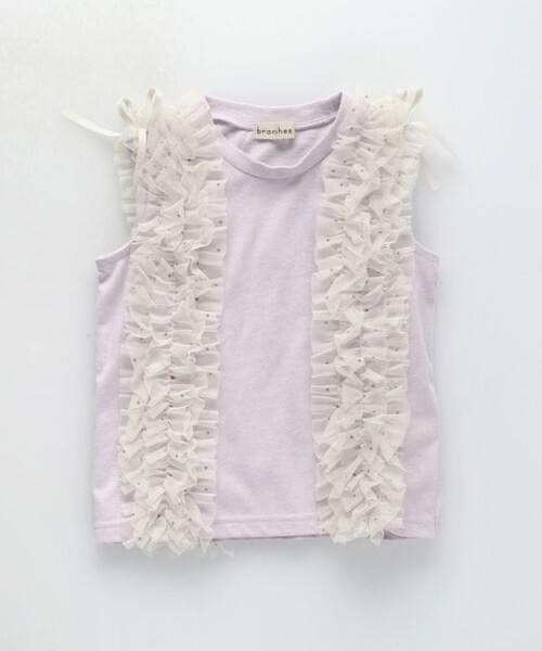 BRANSHES(ブランシェス)の「【プチレディ】ボリュームフリルタンクトップ(タンクトップ・キッズ・ラベンダー/チャコールグレー・90/120/140/110/100/150/130)」の3枚目の写真