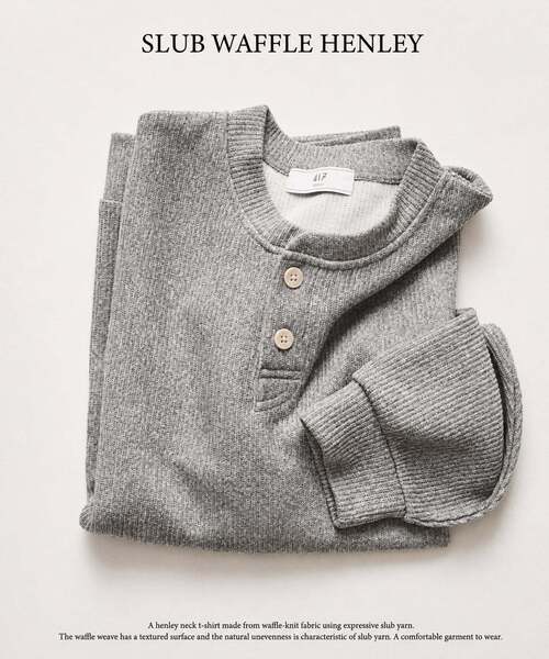 417 EDIFICE(フォーワンセブンエディフィス)の「スラブワッフル ヘンリーネックTシャツ(Tシャツ/カットソー・メンズ・イエロー系その他/ブルー系その他/グレー/ピンク系その他・LARGE/MEDIUM)」の6枚目の写真