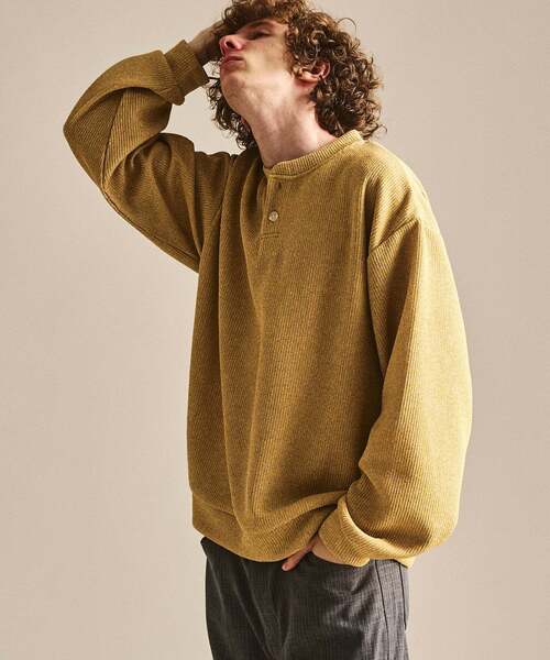 417 EDIFICE(フォーワンセブンエディフィス)の「スラブワッフル ヘンリーネックTシャツ(Tシャツ/カットソー・メンズ・イエロー系その他/ブルー系その他/グレー/ピンク系その他・LARGE/MEDIUM)」の3枚目の写真