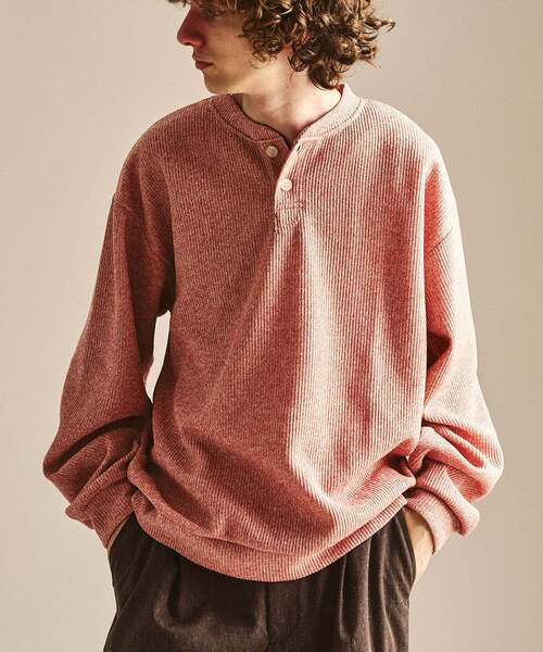 417 EDIFICE(フォーワンセブンエディフィス)の「スラブワッフル ヘンリーネックTシャツ(Tシャツ/カットソー・メンズ・イエロー系その他/ブルー系その他/グレー/ピンク系その他・LARGE/MEDIUM)」の4枚目の写真
