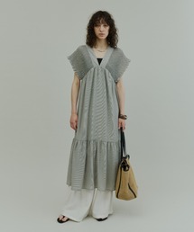 Crinkle Gauze Shoulder-Shirred Dress / ショルダーシャーリングドレス