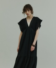 Crinkle Gauze Shoulder-Shirred Dress / ショルダーシャーリングドレス