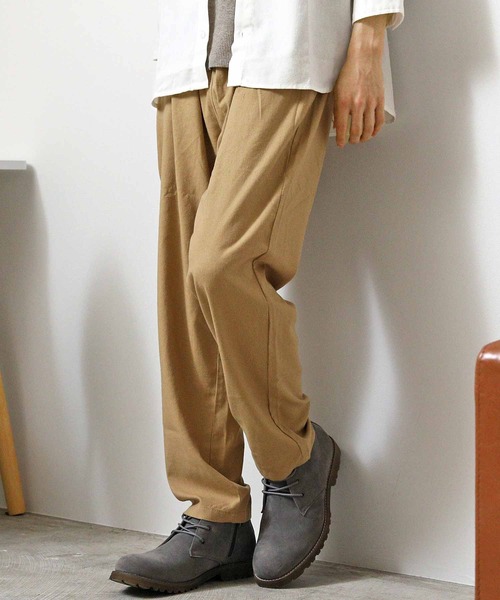 TopIsm（トップイズム）の「リネン混 無地 シェフパンツ（チノパンツ・メンズ・ピンク/サックスブルー/カーキ/ベージュ/グレー/ブラック/ネイビー/ホワイト・XL/L/M）」の4枚目の写真