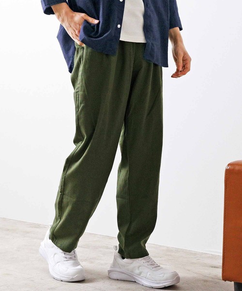 TopIsm（トップイズム）の「リネン混 無地 シェフパンツ（チノパンツ・メンズ・ピンク/サックスブルー/カーキ/ベージュ/グレー/ブラック/ネイビー/ホワイト・XL/L/M）」の5枚目の写真