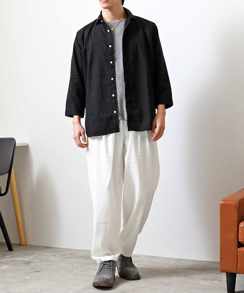 TopIsm（トップイズム）の「リネン混 無地 シェフパンツ（チノパンツ・メンズ・ピンク/サックスブルー/カーキ/ベージュ/グレー/ブラック/ネイビー/ホワイト・XL/L/M）」の10枚目の写真