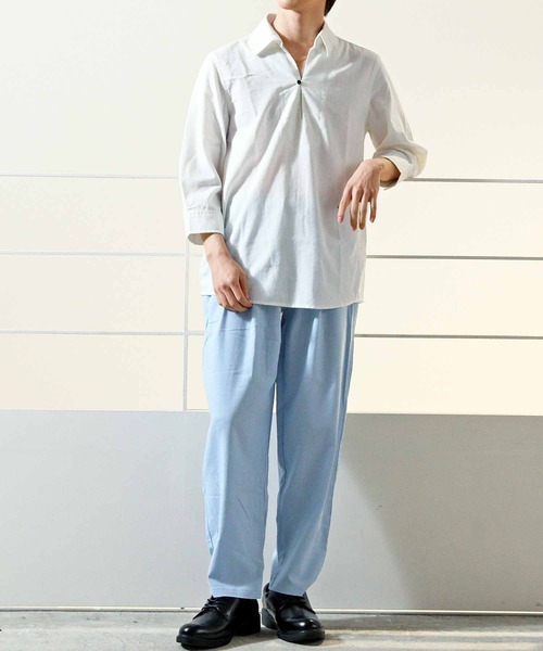 TopIsm（トップイズム）の「リネン混 無地 シェフパンツ（チノパンツ・メンズ・ピンク/サックスブルー/カーキ/ベージュ/グレー/ブラック/ネイビー/ホワイト・XL/L/M）」の17枚目の写真