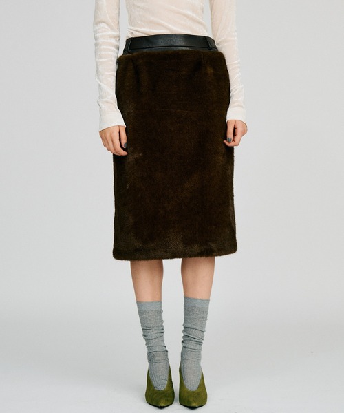 PRANK PROJECT（プランクプロジェクト）の「【2026Autumn Pre-Order】ドッキングファースカート / Docking Fur Skirt（スカート・レディース・ブラウン/ホワイト・38/36）」の11枚目の写真
