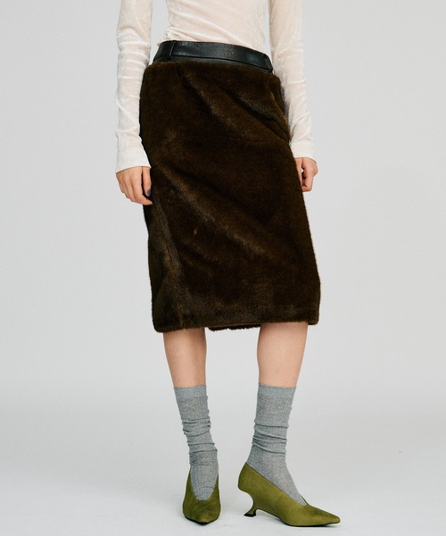 PRANK PROJECT（プランクプロジェクト）の「【2026Autumn Pre-Order】ドッキングファースカート / Docking Fur Skirt（スカート・レディース・ブラウン/ホワイト・38/36）」の14枚目の写真