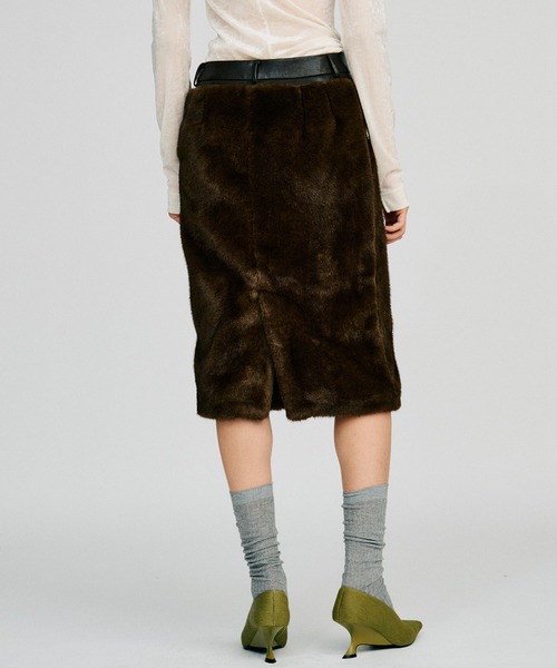 PRANK PROJECT（プランクプロジェクト）の「【2026Autumn Pre-Order】ドッキングファースカート / Docking Fur Skirt（スカート・レディース・ブラウン/ホワイト・38/36）」の12枚目の写真