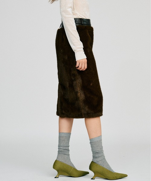 PRANK PROJECT（プランクプロジェクト）の「【2026Autumn Pre-Order】ドッキングファースカート / Docking Fur Skirt（スカート・レディース・ブラウン/ホワイト・38/36）」の13枚目の写真