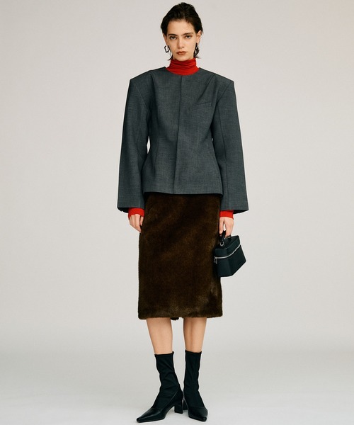 PRANK PROJECT（プランクプロジェクト）の「【2026Autumn Pre-Order】ドッキングファースカート / Docking Fur Skirt（スカート・レディース・ブラウン/ホワイト・38/36）」の9枚目の写真