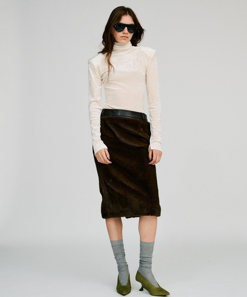 PRANK PROJECT（プランクプロジェクト）の「【2026Autumn Pre-Order】ドッキングファースカート / Docking Fur Skirt（スカート・レディース・ブラウン/ホワイト・38/36）」の10枚目の写真