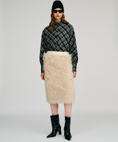 PRANK PROJECT（プランクプロジェクト）の「【2026Autumn Pre-Order】ドッキングファースカート / Docking Fur Skirt（スカート・レディース・ブラウン/ホワイト・38/36）」の15枚目の写真