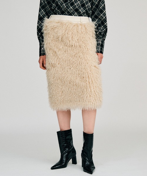 PRANK PROJECT（プランクプロジェクト）の「【2026Autumn Pre-Order】ドッキングファースカート / Docking Fur Skirt（スカート・レディース・ブラウン/ホワイト・38/36）」の16枚目の写真