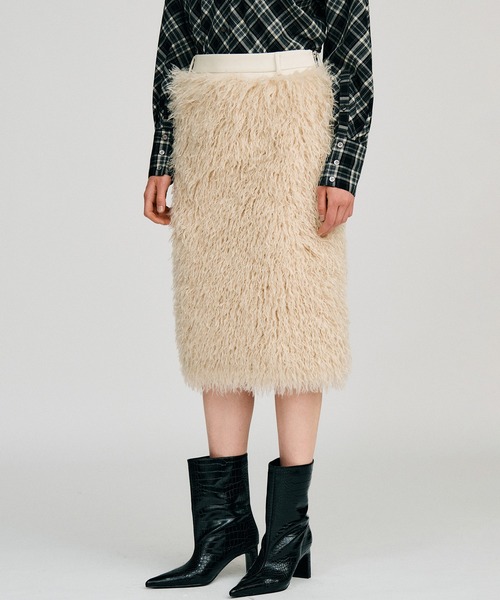PRANK PROJECT（プランクプロジェクト）の「【2026Autumn Pre-Order】ドッキングファースカート / Docking Fur Skirt（スカート・レディース・ブラウン/ホワイト・38/36）」の17枚目の写真